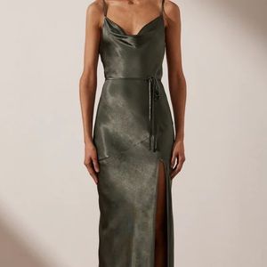 LA LUNE BIAS COWL MAXI DRESS - OLIVE - size 4